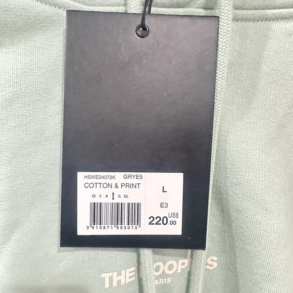 THE KOOPLES LOGO MEN’S HOODIE WITH LOGO ON THE CHEST SEA GREEN NEW Size Large - Picture 10 of 11